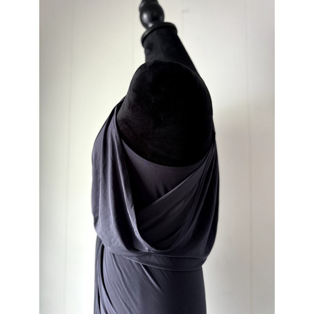 MISA Los Angeles Gray/Smokey Black Domino Draped Front Tie Dress Size XS - Picture 3 of 8